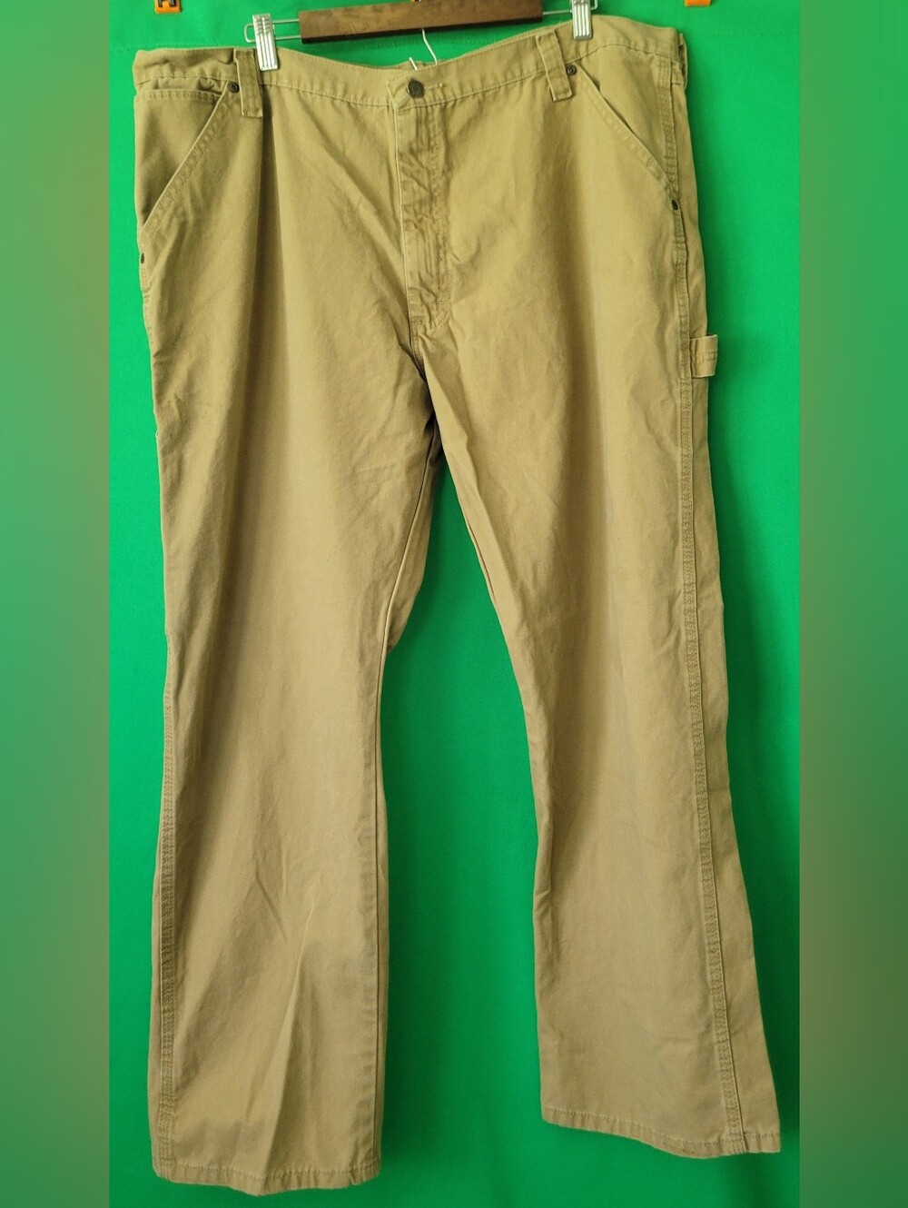 Wrangler Mens Tan Cargo Work Pants Khaki 42x30 Utility Carpenter Relaxed Jeans